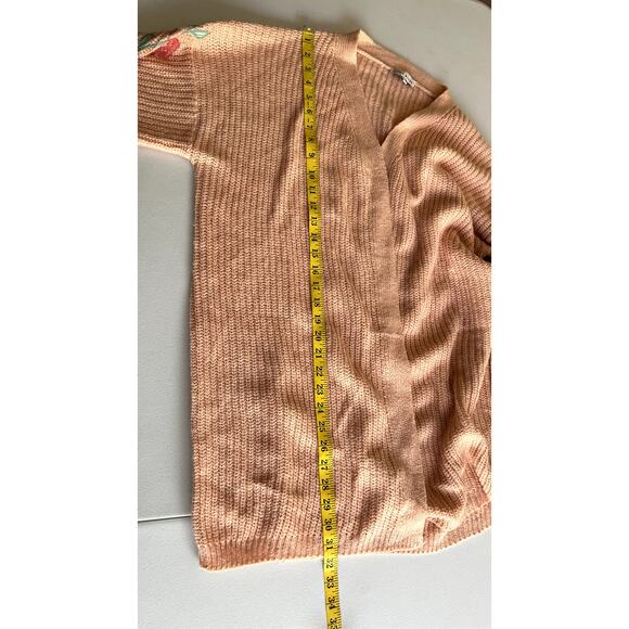 Moon River Cardigan Sweater Women Large Pink Knitted Embroidered Cottagecore - Picture 5 of 9